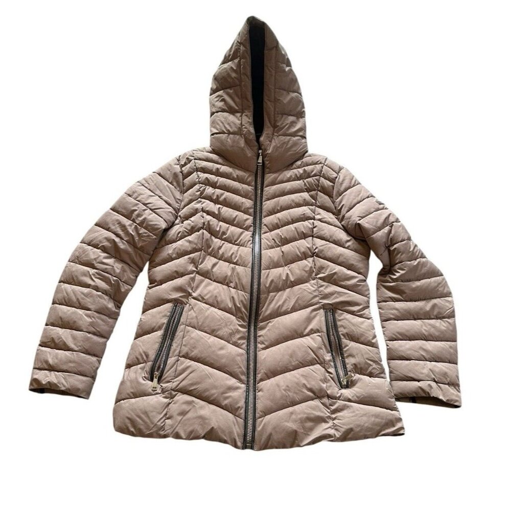 LAUNDRY SHELLI SEGAL Jacket Women’s L Down Puffer Coat Hooded Purple Gray